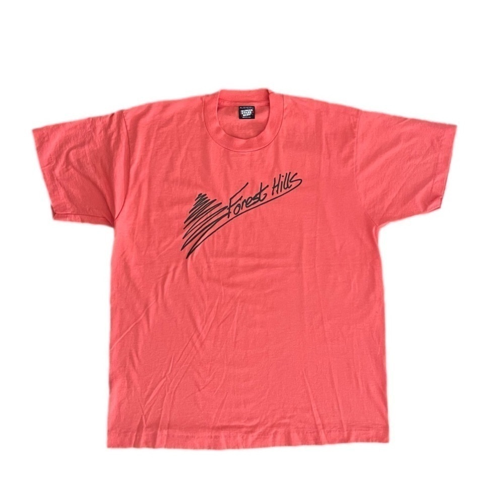 Vintage Forrest Hills Single Stitch Graphic T-Shirt Peach/Green XL